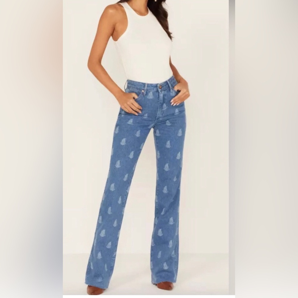 Wrangler westward‎ 626 paisley print high rise bootcut jeans size 33x34 new